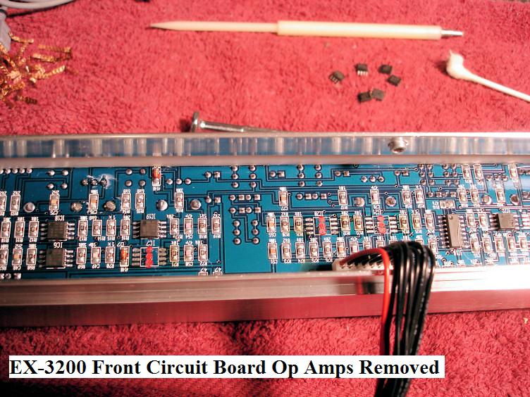 Here's a view of the Front Circuit Board After the Op Amps were Removed.