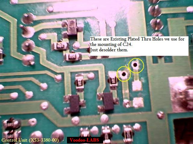 Control Unit, Feed Thru Hole Location for C24.