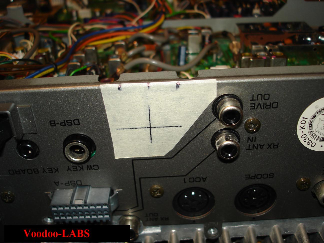 Tapeing the location for the TRS Hole.